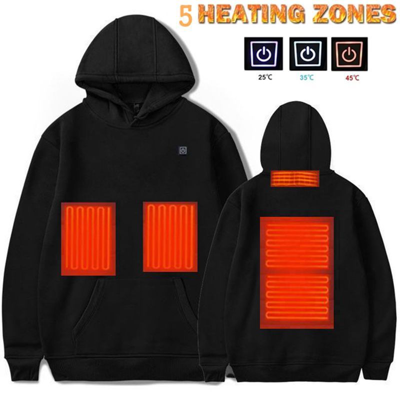 New Outdoor Electric USB Heating Sweaters Hoodies Men Winter Warm Heated Clothes Charging Heat Jacket Sportswear - Edosmi