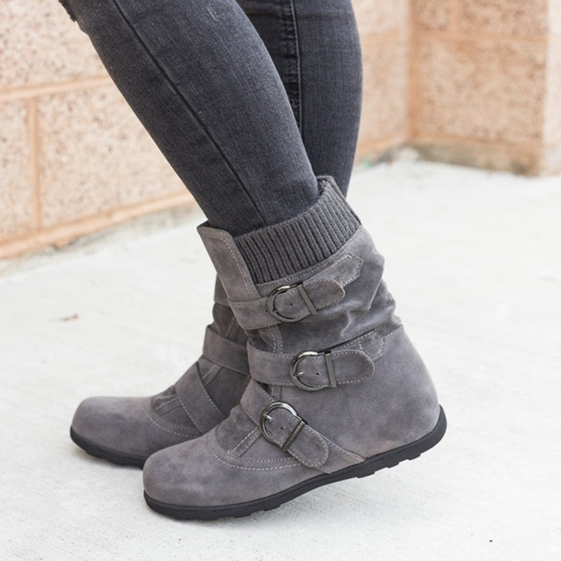 Casual Winter Boots Strap Buckle Shoes - Edosmi