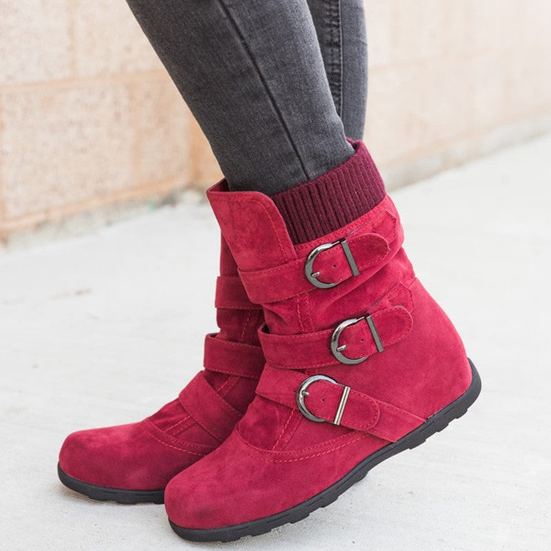 Casual Winter Boots Strap Buckle Shoes - Edosmi