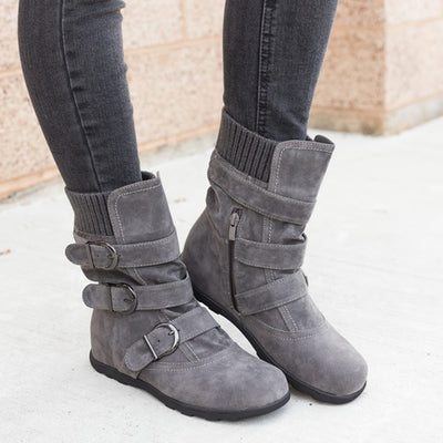 Casual Winter Boots Strap Buckle Shoes - Edosmi