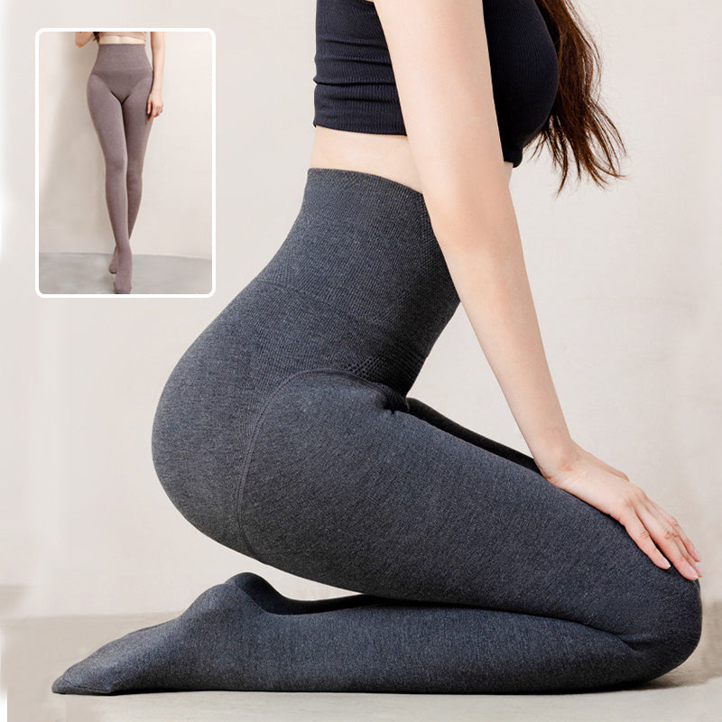 Winter High Waist Leggings With Sock Fashion Slim Pantyhose Warm Thin Legs Pants Women Clothing - Edosmi