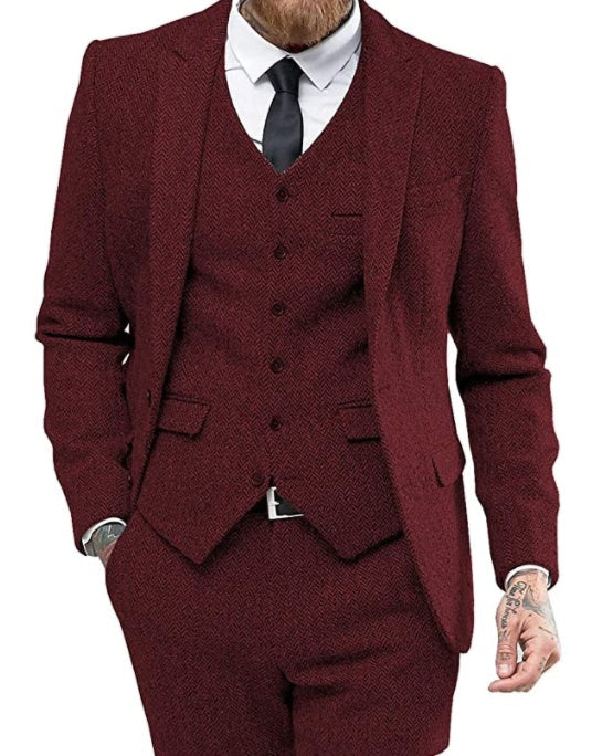 Men's suit three-piece suit suit - Edosmi