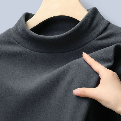 Men's Undershirt Half Turtleneck Solid Color Long-sleeved T-shirt Autumn Clothes - Edosmi