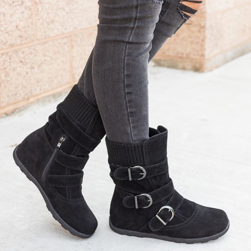 Casual Winter Boots Strap Buckle Shoes - Edosmi