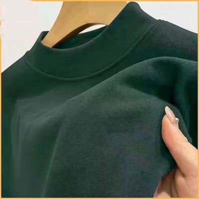 Men's Undershirt Half Turtleneck Solid Color Long-sleeved T-shirt Autumn Clothes - Edosmi