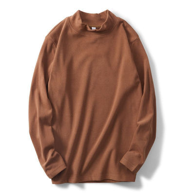 Men's Undershirt Half Turtleneck Solid Color Long-sleeved T-shirt Autumn Clothes - Edosmi