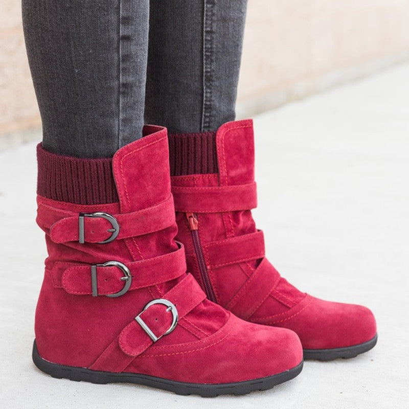 Casual Winter Boots Strap Buckle Shoes - Edosmi