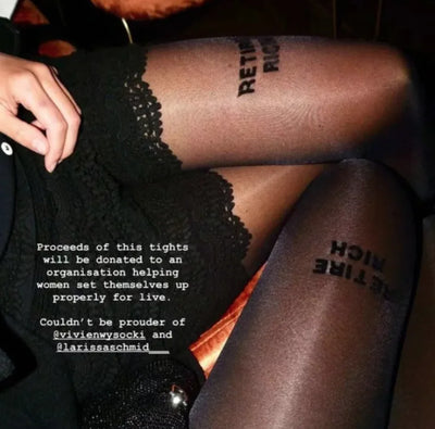 Sheer Black Ribbon Letter Stockings