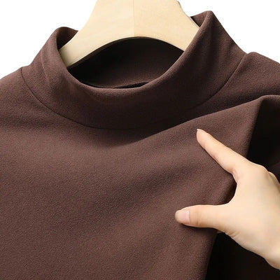 Men's Undershirt Half Turtleneck Solid Color Long-sleeved T-shirt Autumn Clothes - Edosmi