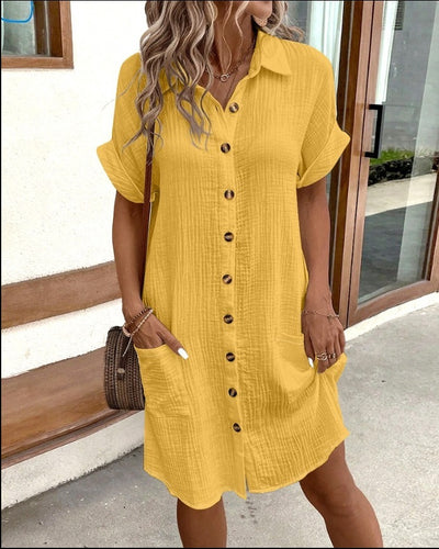 Summer Short Sleeve Shirt Dress Fashion