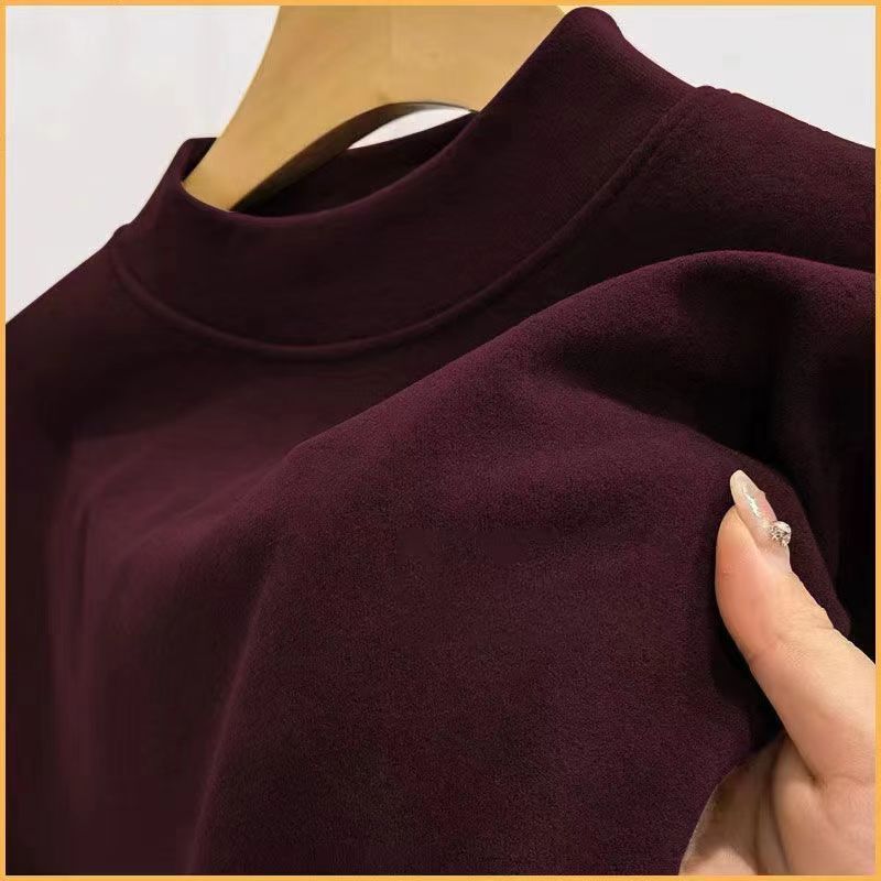 Men's Undershirt Half Turtleneck Solid Color Long-sleeved T-shirt Autumn Clothes - Edosmi